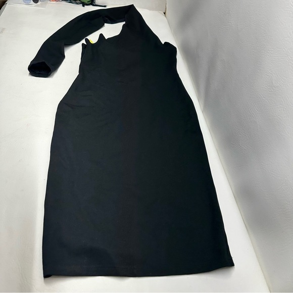 NEW Alieva Dasha Black Modern One Shoulder Mini Evening Dress Stretch Size L - Picture 6 of 15